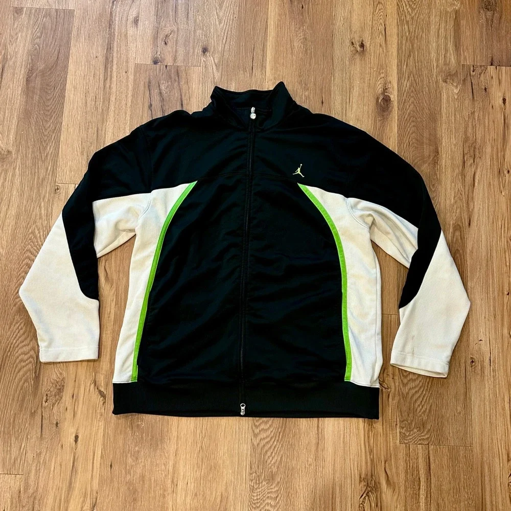 Air Jordan Mens XXL Tracksuit Jacket Pants Set Jumpman Mesh Black Lime Green XXL